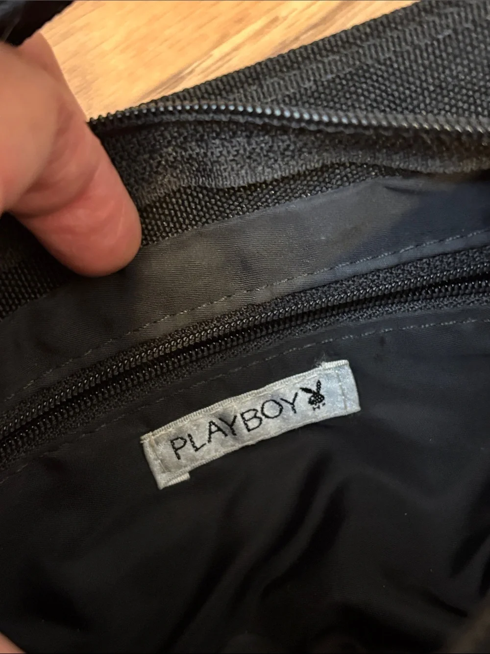 Vintage Y2K Playboy Black Hand Bag with Crystal Bunny Accent. - Picture 3 of 17